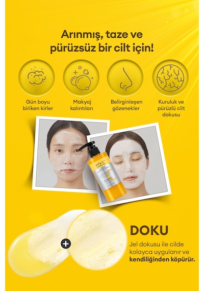 Ciltte Köpüren Jel Temizleyici & Maske Vita C Plus All İn One Pack Foam Cleanser 200 Ml