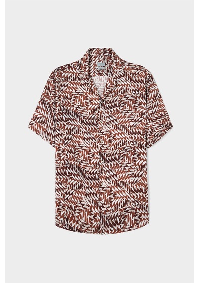 Twn Relaxed Fit Taba Baskılı Rayon Gömlek 0ec02ap14313m J01
