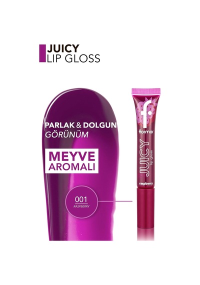 Juicy Doğal Renk Veren Meyve Aromalı Nemlendirici Dudak Parlatıcısı 001 Raspberry