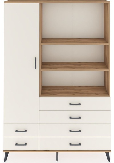 Arges Dolap 7 Raflı 6 Çekmeceli Tek Kapaklı 132x30x195 Çam-a... Çam