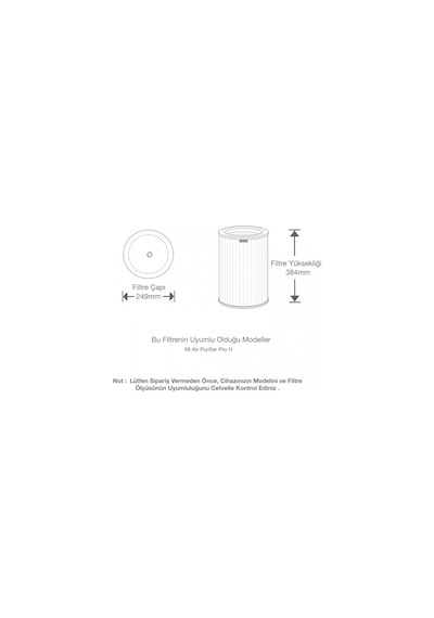 Purmed Xiaomi Pro H Hava Temizleyici Uyumlu Pro H Filtre Mavi Ful