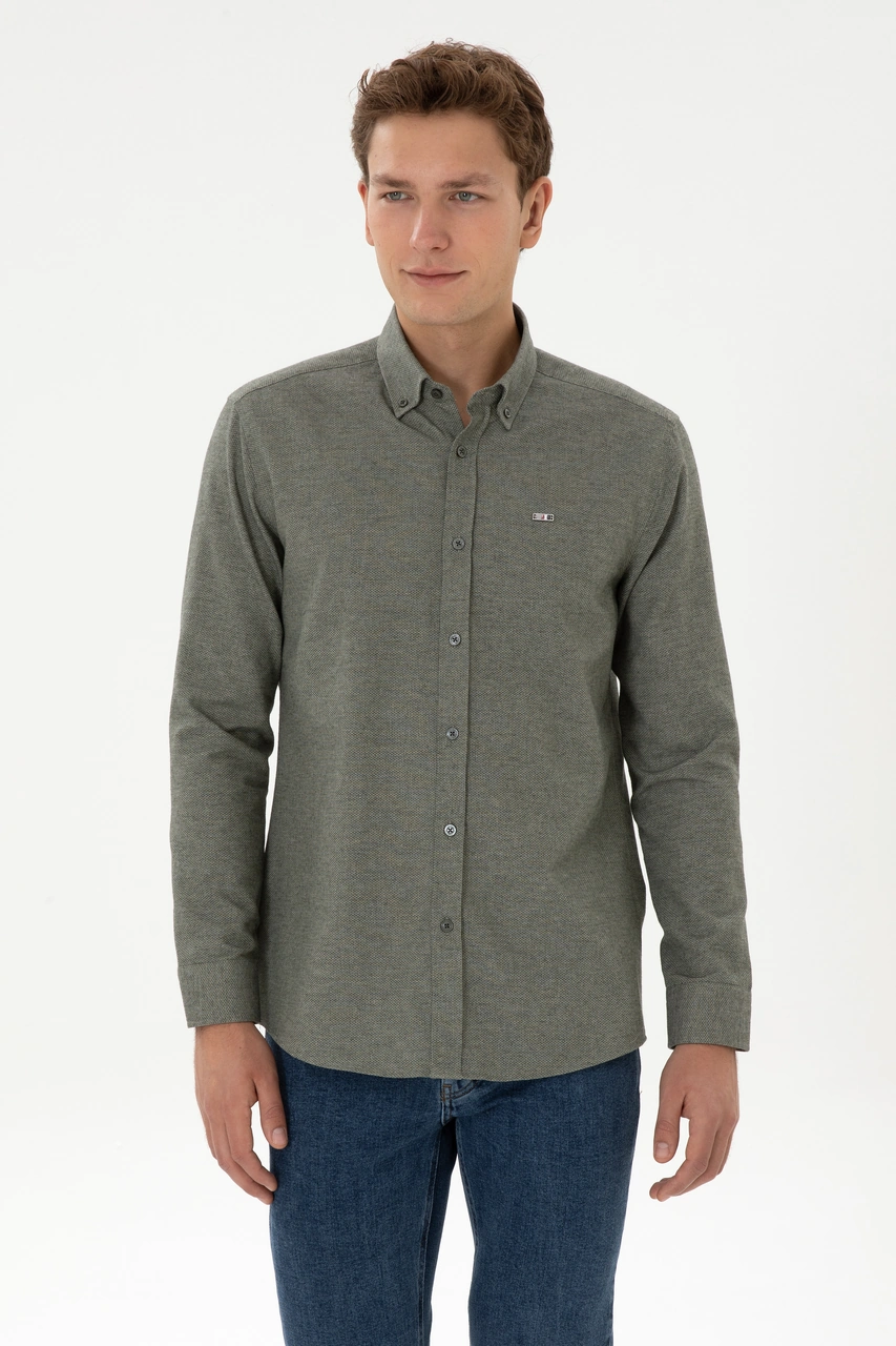 U.s. Polo Assn. Erkek Haki Gömlek Desenli 50315613-vr027 Haki
