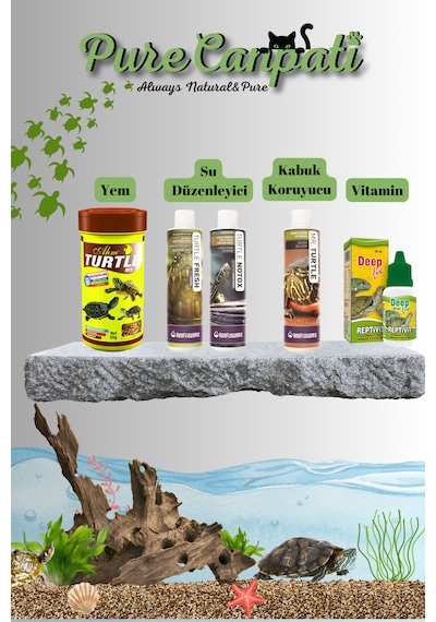 Purecanpati Kaplumbağa Bakım Ve Mix Yem Seti Vitamin,kabuk Koruyu