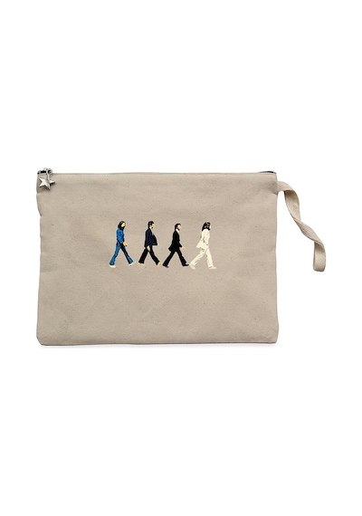 The Beatles Abbey Road Cartoon Krem Clutch Cüzdan / El Çantası Krem