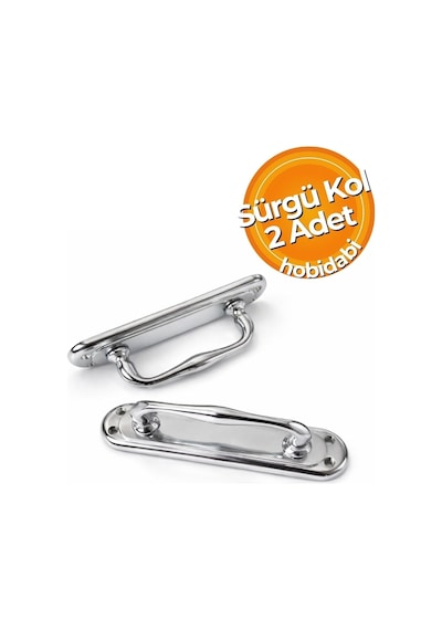 Kumru Sürgü Kapı Kolu, Kıvrık Çekme Kol, Mat Siyah Ve Krom Gümüş, 16.3 Cm X 3.7 Cm, 2 Adet Çağdaş, Krom, 16