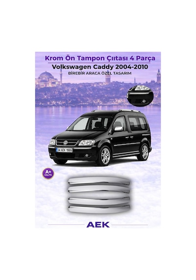 Volkswagen Caddy 2004-2010 Araca Özel Krom Ön Tampon Kaşı A+