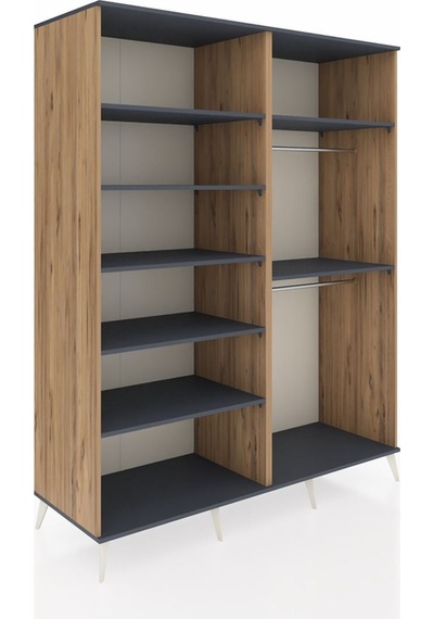 Kronos Gardrop 7 Raflı 2 Askılı 176x59x221 Çam-antrasit Antrasit Kronos Gardrop 7 Raflı 2 Askılı 176x59x221 Çam-antrasit Antrasit