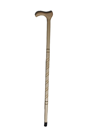 Ahşap Baston, Kıvrımlı Desenli, 90cm