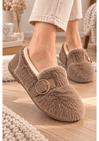 Moon Cloud Kadın Peluş Gold Aksesuar Detaylı Sıcak Tutan Loafer Ev-ofis Ayakkabı-babet Hediyelik-çeyizlik Vizon Moon Cloud Kadın Peluş Gold Aksesuar Detaylı Sıcak Tutan Loafer Ev-ofis Ayakkabı-babet Hediyelik-çeyizlik Vizon