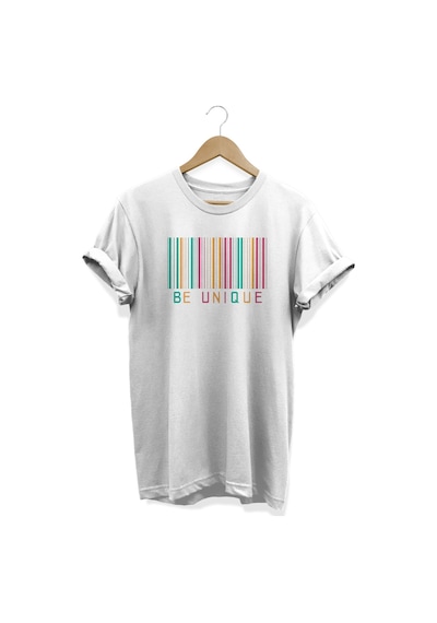 Renkli Baskılı Beyaz T-shirt Beyaz