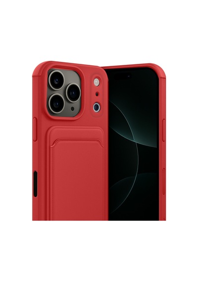 Apple iPhone  Uyumlu,  17 Pro Max Kelvin Kartvizitli Silikon - Kırmızı