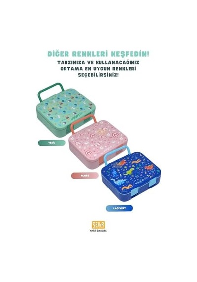 Bento 1000ml Lunchbox Tek Katlı 3 Bölmeli Kulplu Abs Plastik Çocuk Sefer Tası Yemek Kutusu Lacivert Bakır