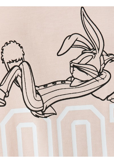 Koton Lisanslı Bugs Bunny Baskılı Kısa Kollu Pamuklu Gecelik Pembe 5slk60006mk Gül