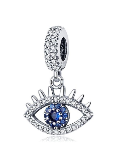 Fubena 925 Ayar Gümüş Işıltılı Taşlı Göz Sallantılı Charm Gümüş