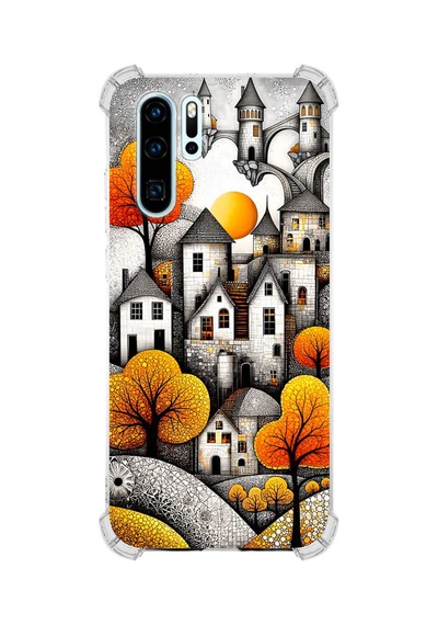 Printify Huawei P30 Pro İle Uyumlu Düşlerin Dansı Serisi Göçebe Şatolar Tasarımlı Uv Baskılı Köşe Korumalı Antişok Kılıf Şeffaf