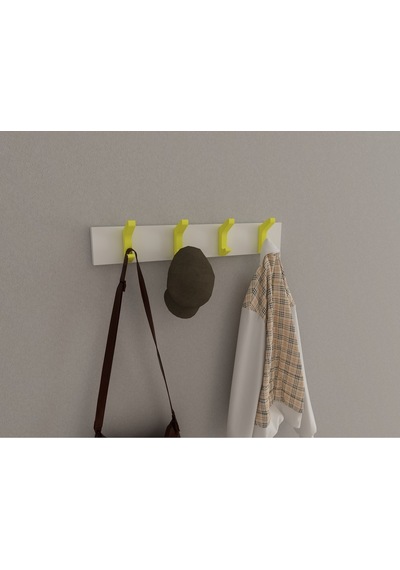 Hepsi3boyutlu Modern Duvar & Kapı Kanca Askılık - 4 Adet Sarı Kanca Askılık - Model No : 2 Sarı