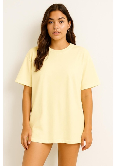 Düz Oversize Unisex Tişört Ycb6 Sari