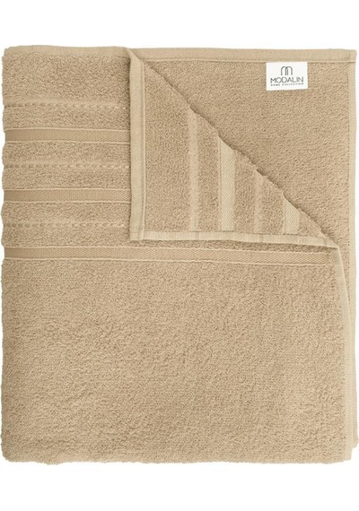 Bej Banyo Havlusu Tekli Dora 90x150 Cm Yüksek Emici Bej