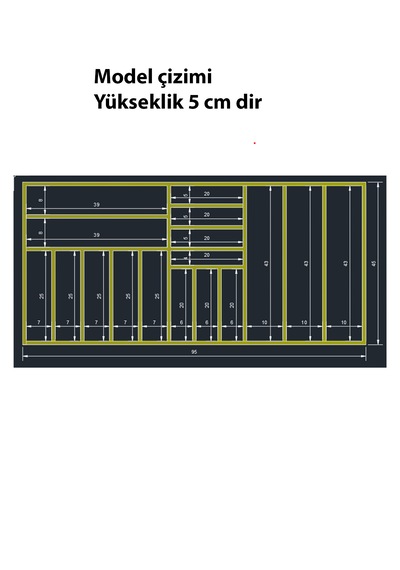 95x45 Cm Ahşap Kaşıklık Çekmece İçi Organizer Doğal Ahşap Mutfak Düzenleyici