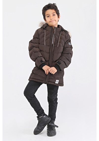 Natural Kürklü Erkek Çocuk Kaban 51237 Kahve