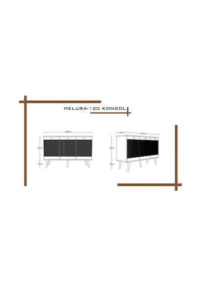 Melura Konsol 120 Cm %100 Mdf Lake Ahşap Ayaklı Gri