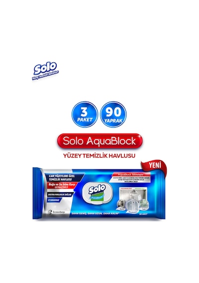Solo Aquablock Yüzey Temizlik Havlusu 3'lü 90 Yaprak