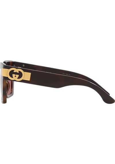 Gucci Gg 1689s 002 54 Kadın Kare Kırçıllı Kahverengi Kemik Güneş Gözlüğü Kahverengi