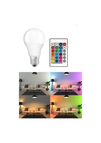 Renk Değiştiren Led Ampul Dimmerli 9w Rgb Uzaktan Kumandalı Renkli Ampül, Wın-1219 Diğer
