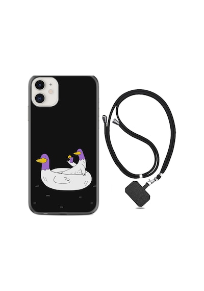 Apple Uyumlu iPhone 13 Kılıf Boyun Askılı Keyifli Ördekler 1725