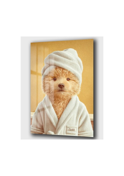Favori Sevimli Köpek Duş Banyo Duvar Dekor Cam Tablo