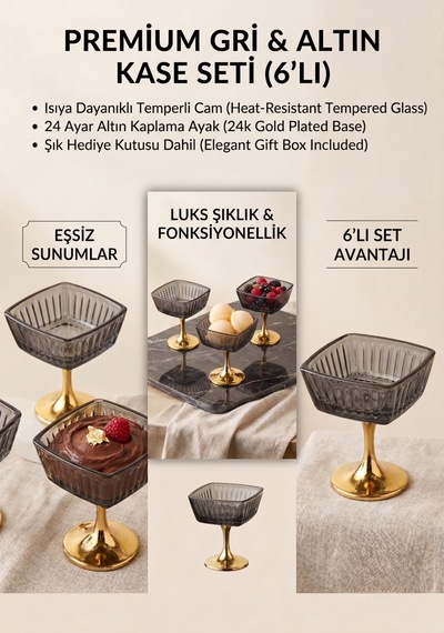 Hürrem Ayaklı Füme Lüster Cam Lokumluk & Sunumluk Siyah