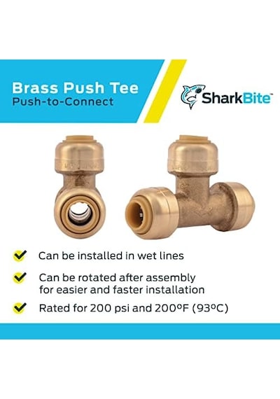 Sharkbite 1/4 İnç 3/8 İnç Od Tee, Pirinç Tesisat Bağlantısı Bağlantısı İçin İtin, Pex Boru, Bakır, Cpvc, Pe-rt, Hdpe, U358lfa