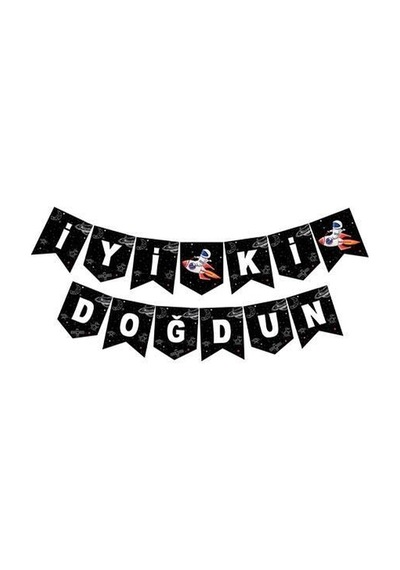 Uzay Tema İyi ki Doğdun Zikzak Banner