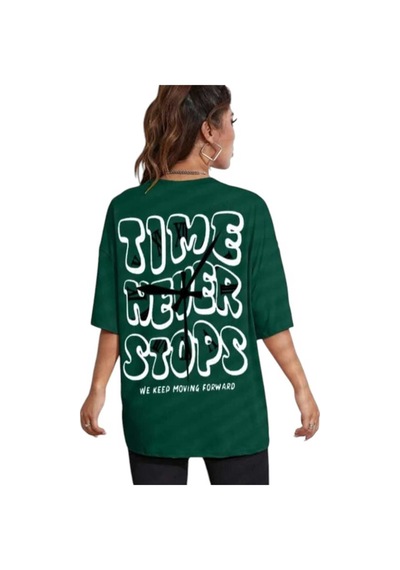 Kozia Outdoors Malkoçbey Time Baskılı Oversize Basic T-shirt Yeşil