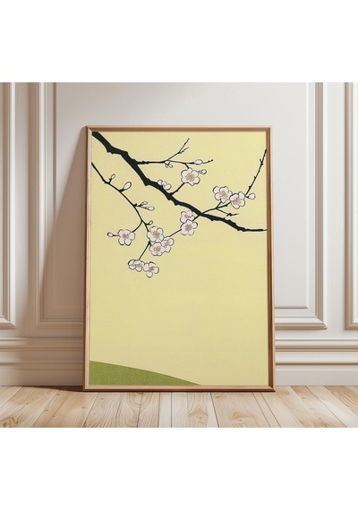 Kiraz Çiçeği Dalı Posteri Japon Minimalist Duvar Sanatı Botanik Baskı
