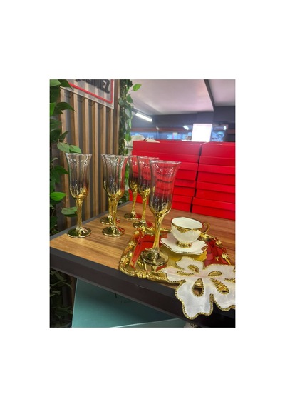6'lı Gold Kahve Yanı Sunum Bardağı