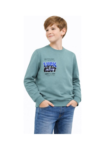 Baglan Erkek Çocuk Önü Arkası Baskılı Sweatshirt Bgl-st05237 Açık Yeşil
