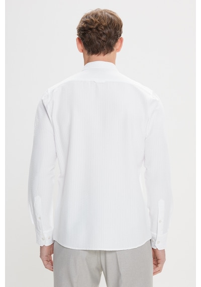 AC&Co / Altınyıldız Classics Erkek Beyaz Slim Fit Dar Kesim Düğmeli Yaka %100 Pamuk Gömlek - Beyaz