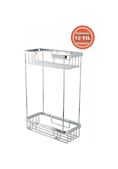 Çelik Banyo Paslanmaz Pirinç Karaca 10x20 Cm Şampuanlık Köşe Süngerlik Krom
