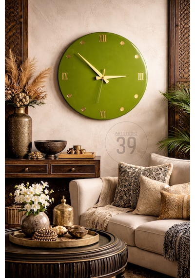 Dekoratif Epoksi Duvar Saati 40 Cm, Army Green Modern Tasarım, Altın Detaylı, Sessiz Mekanizma, Yeni Ev Hediyesi Yeşil - Altın Dekoratif Epoksi Duvar Saati 40 Cm, Army Green Modern Tasarım, Altın Detaylı, Sessiz Mekanizma, Yeni Ev Hediyesi Yeşil - Altın