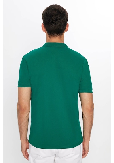 Tudors Erkek Slim Fit Dar Kesim Pamuklu Yumuşak Dokulu Serin Tutan Kumaş Düz Pike Yeşil Polo Yaka Tişört-31621-yeşil Yeşil