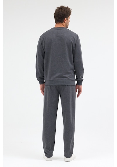 Mmetalic Antrasit Relaxed Fit Bisiklet Yaka Sweatshirt Düz Paça Erkek Eşofman Takımı Mtlce3847