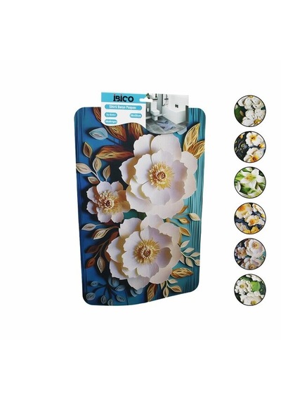 Dikdörtgen - Desenli 38x58cm Su Emici - Sihirli Banyo Paspası Elastik 5332 -