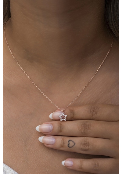 925 Ayar Gümüş Rose Minik Yıldız Model Kolye Rose Gold