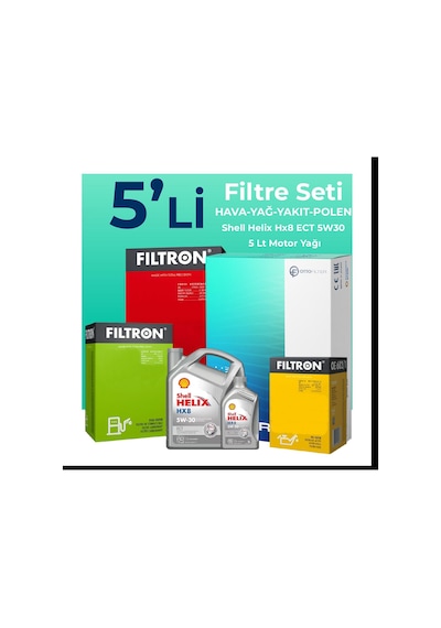 Filtron Hyundai Accent Era 1.5 Dizel Filtre Bakım Seti Shell Motor Yağlı (2006-2012) 5 Li