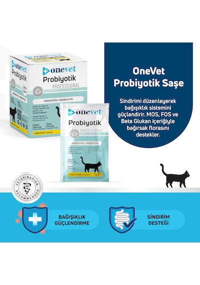 Onevet Probiyotik Saşe 30x1 Gr Kediler İçin Sindirim Desteği