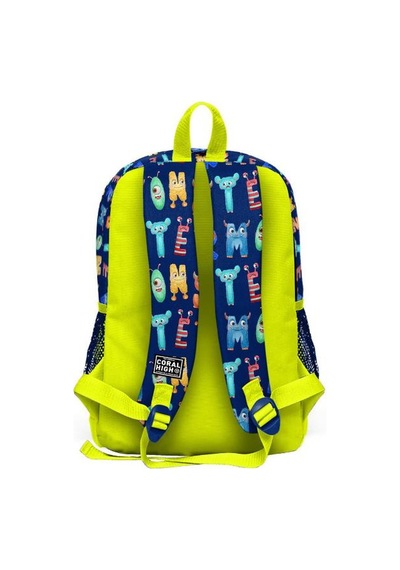 Coral High Kids Lacivert Neon Sarı Monster Desenli 3 Lü Okul Çanta Seti Set0123726 Çok Renkli