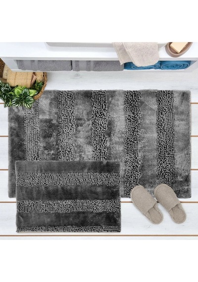 Soft Line 2'li Banyo Paspası - Antrasit - 60x90 Cm + 45x60 Cm Renkli