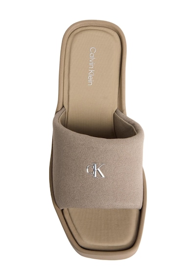 Calvin Klein Kadın Kanvas Bej Platform Topuklu Sandalet-15176