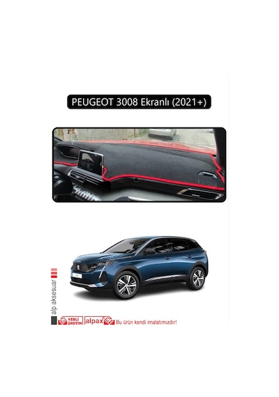 Peugeot 3008 Ekranlı 2021+ Torpido Koruma Halısı Siyah Kenar